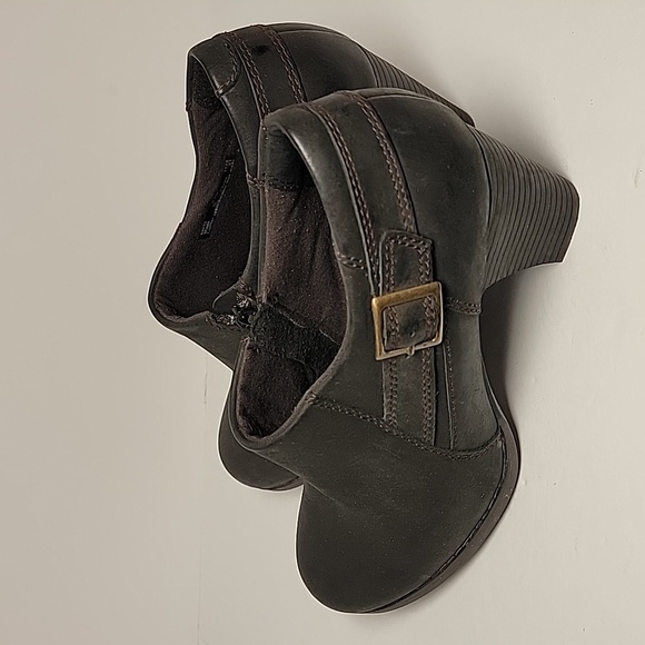 Clarks Bendables Shooties Ankle Boot Booties Shoes Block Heels Black Leather 9.5 - Picture 7 of 16